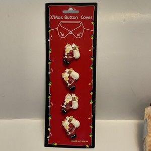 Christmas Button Covers Santa with Toy Sack New on Card